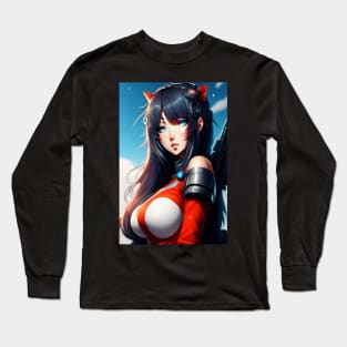 Cute Japanese girl anime,Vintage 90's anime style. Long Sleeve T-Shirt